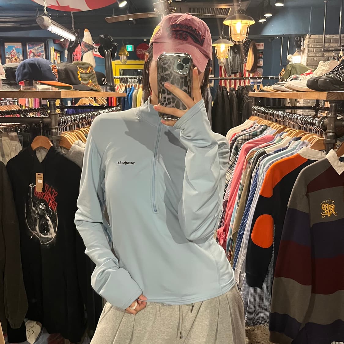 Patagonia 파타고니아 라이트 블루 트레이닝 하프집업 상품이미지1