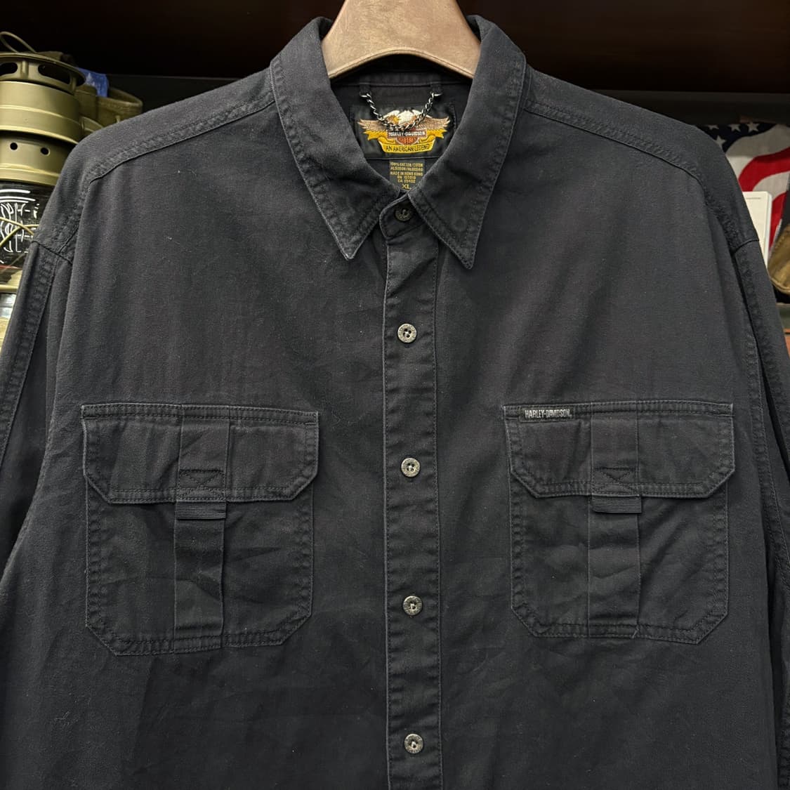 00s 할리데이비슨 유틸포켓 시그니처 이글 프린팅 워크셔츠  N276 상품이미지3