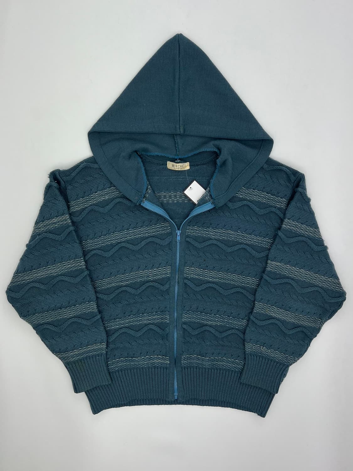 빈티지 후드 케이블 니트 집업 상품이미지1