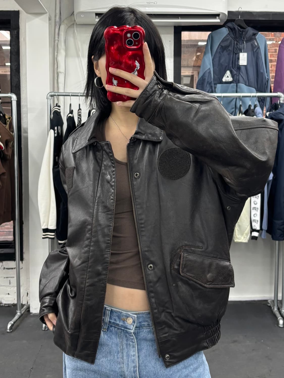 VTG 레더 봄버 자켓 상품이미지2