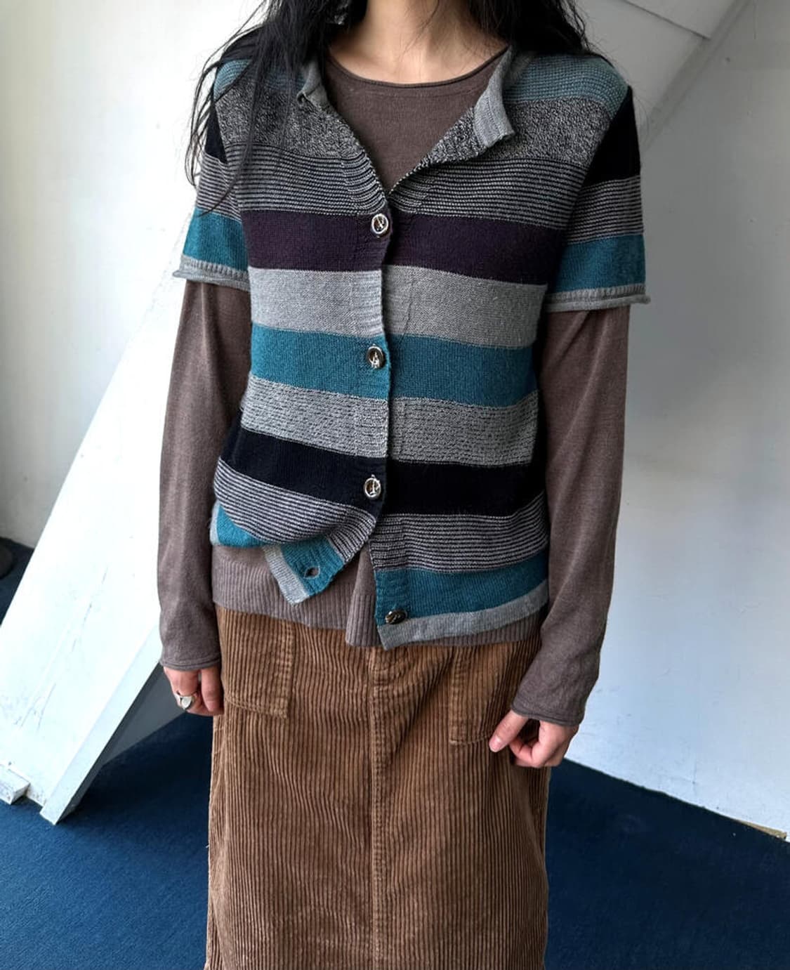 Panel design knit cardigan top 상품이미지8