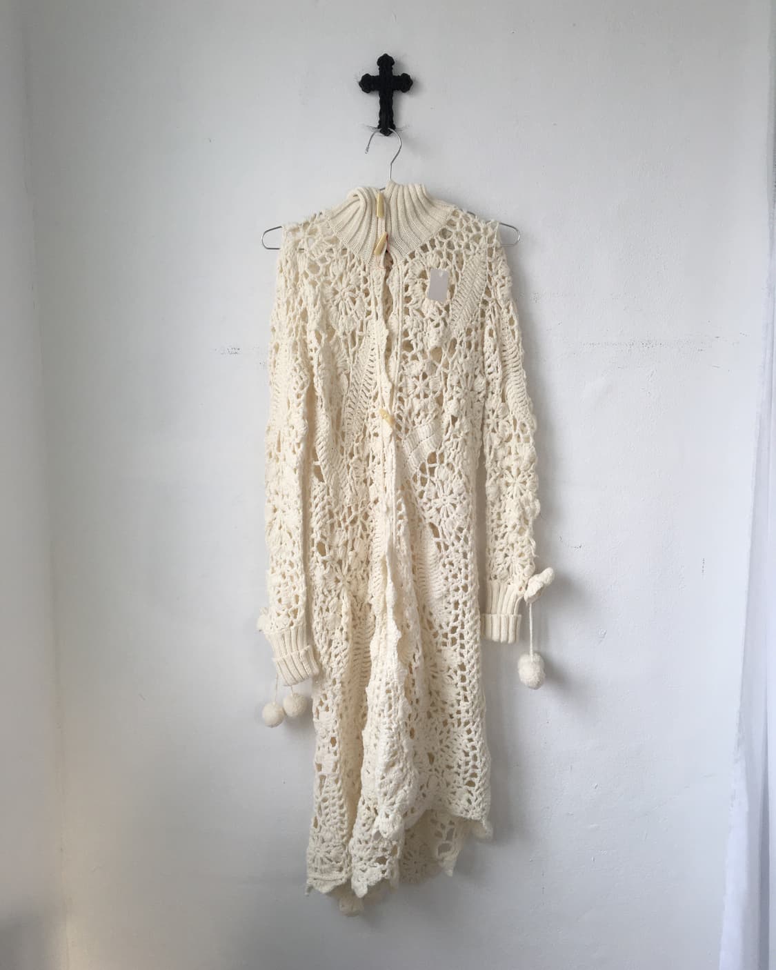 High neck crochet woolen knit cardigan 상품이미지2