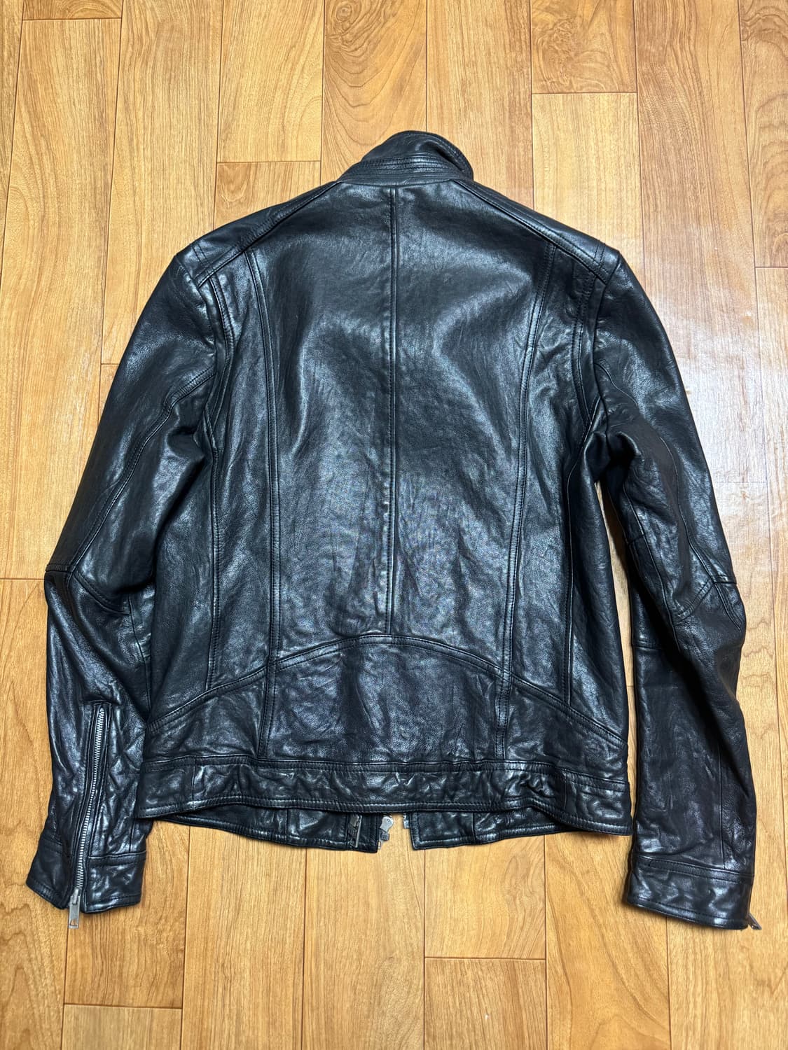 빈티지 사선 더블 집업 가죽자켓 상품이미지4