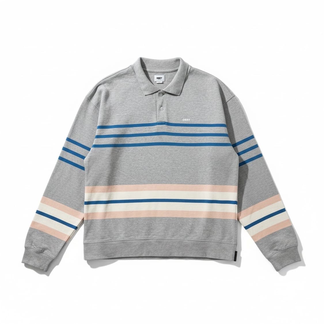 오베이 스트라이프 긴팔 카라티 그레이 2XL 상품이미지1