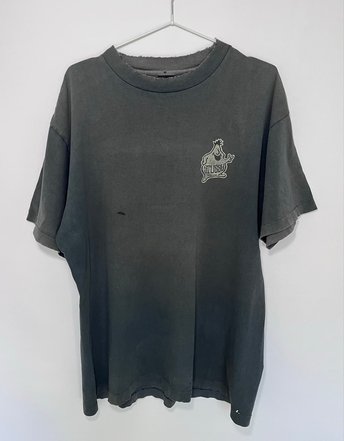 90s Stussy Mr.Blob 페이디드 다크 그린 티셔츠 상품이미지1