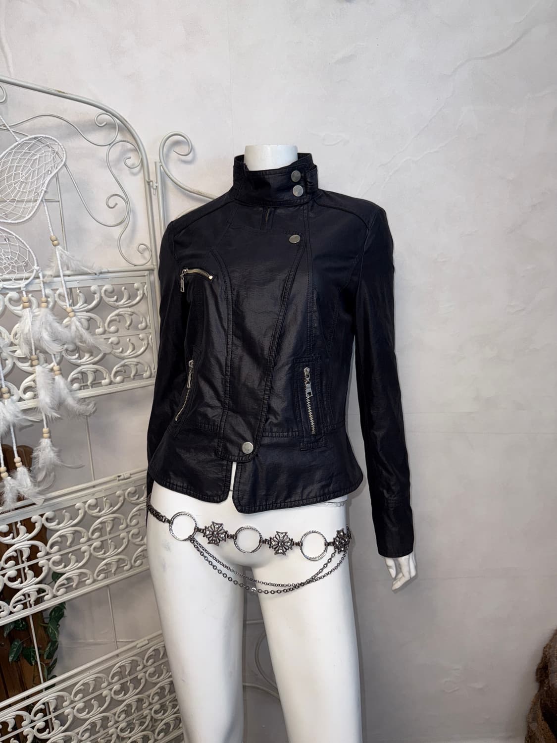 Black coated buckle detail jacket  상품이미지5