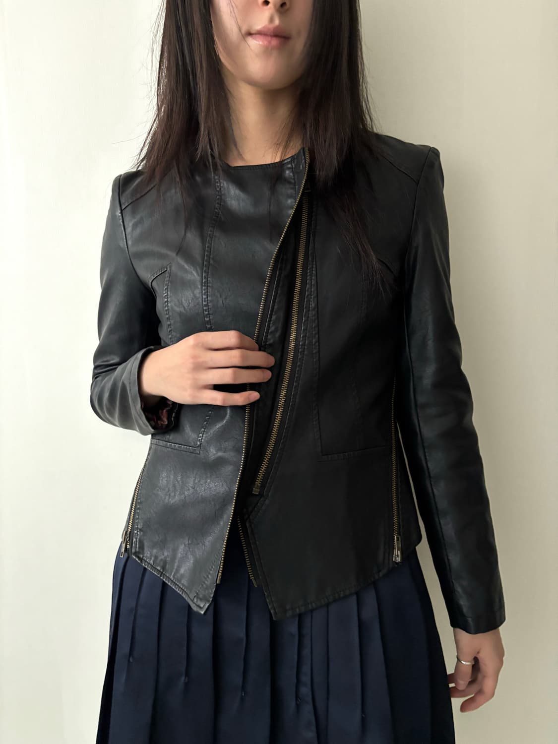 double zip 레더 자켓 상품이미지4