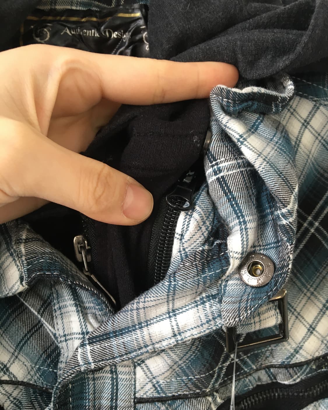 Hood layered check pattern shirt 상품이미지4