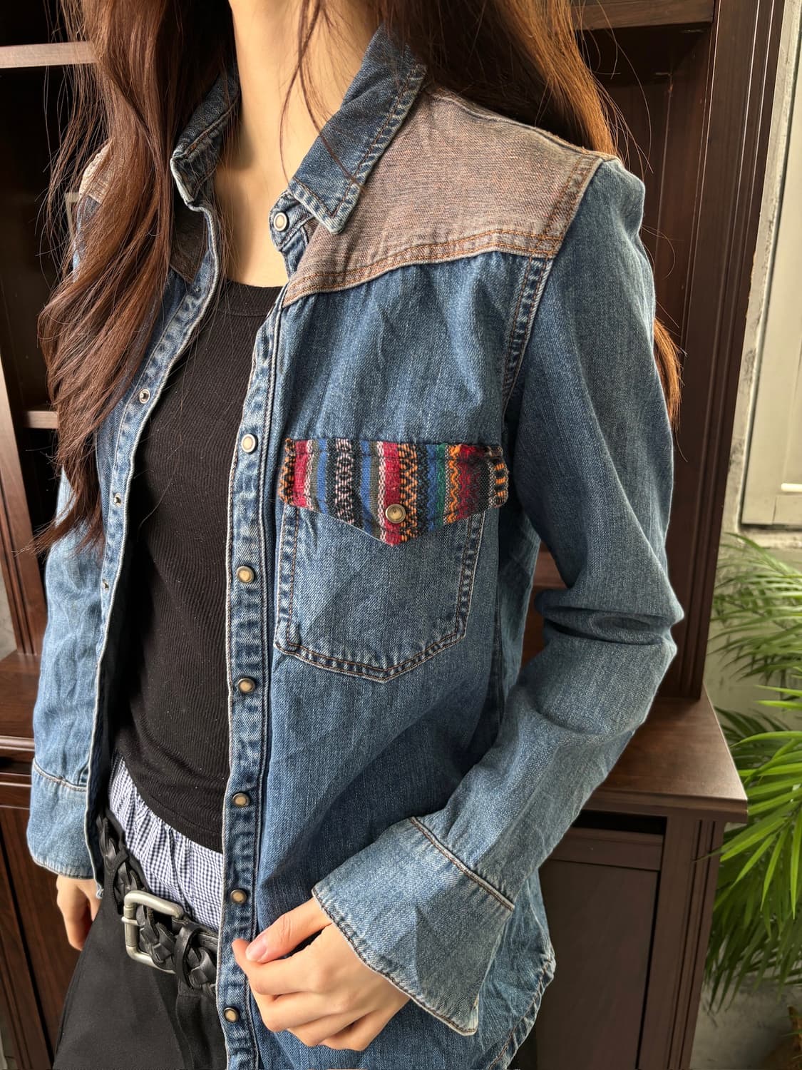 빈티지 웨스턴 데님 셔츠 상품이미지2