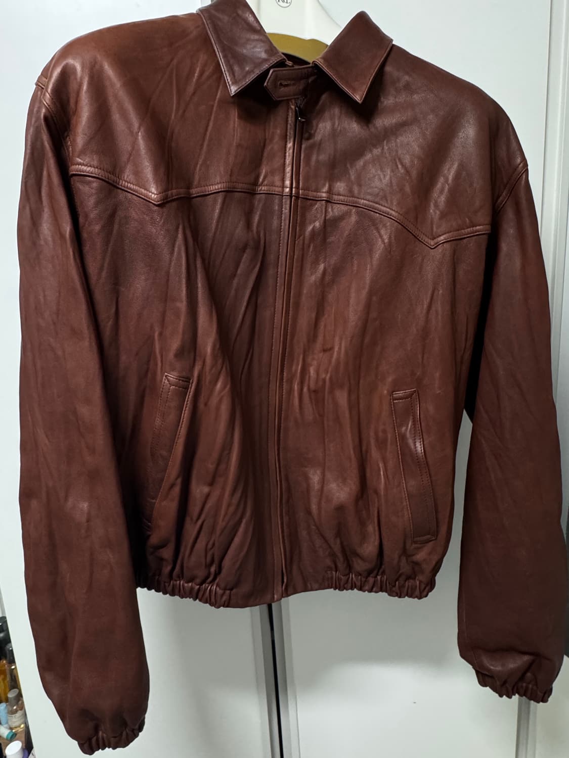 렉토 빈티지 이펙트 레더 점퍼(레드브라운) M 사이즈 상품이미지3