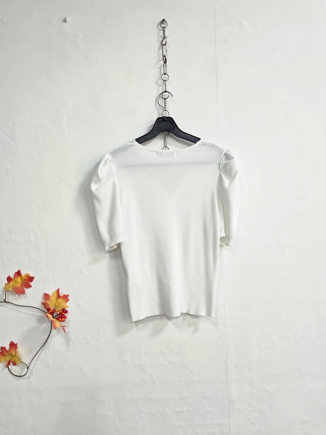 EGOSI 화이트 스마일 자수 퍼프 니트 90-32000 상품이미지5