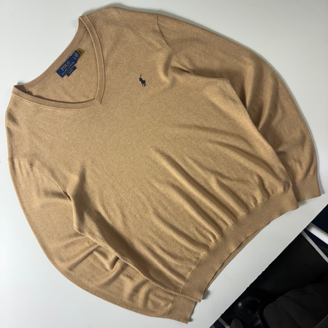 Polo  폴로 랄프로렌 신형 자수 코튼 베이지 브이넥 니트 상품이미지2