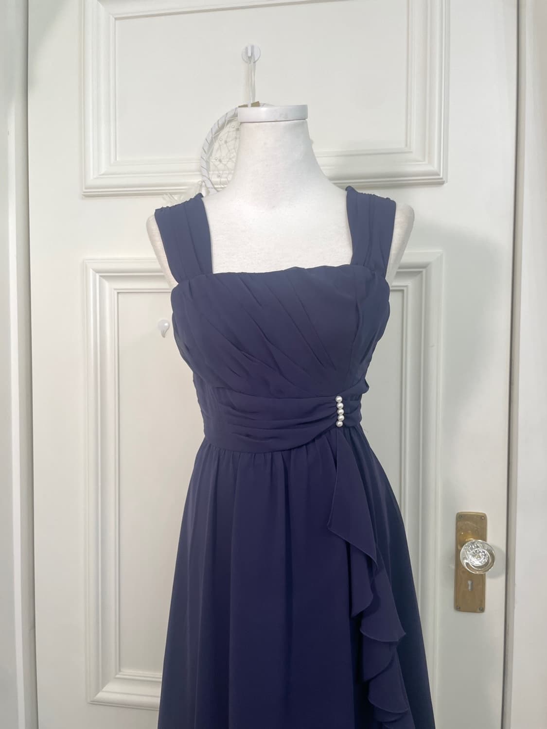 blue ruffle draping pearl point beautifu 상품이미지5