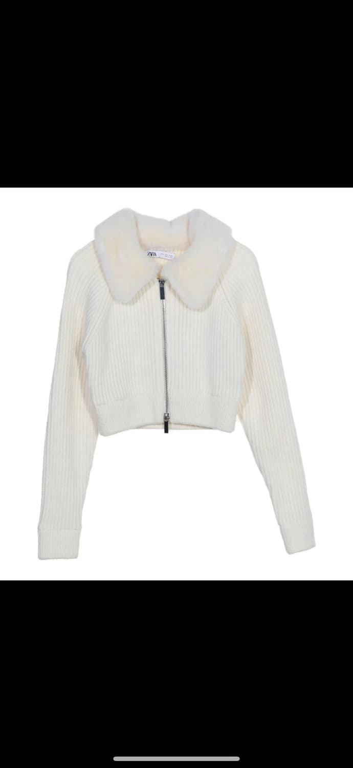 자라 퍼 카라 니트 집업 상품이미지1