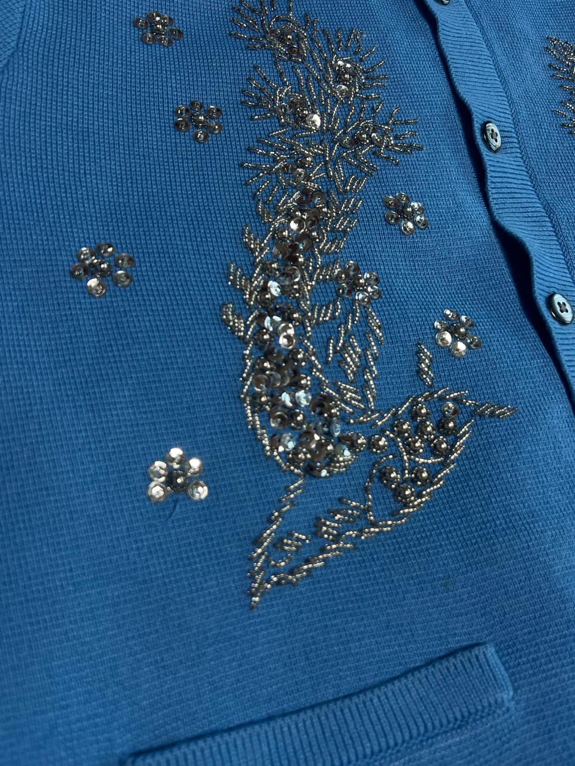 [M] 슈프림 비디드 아플리케 가디건 블루 상품이미지2