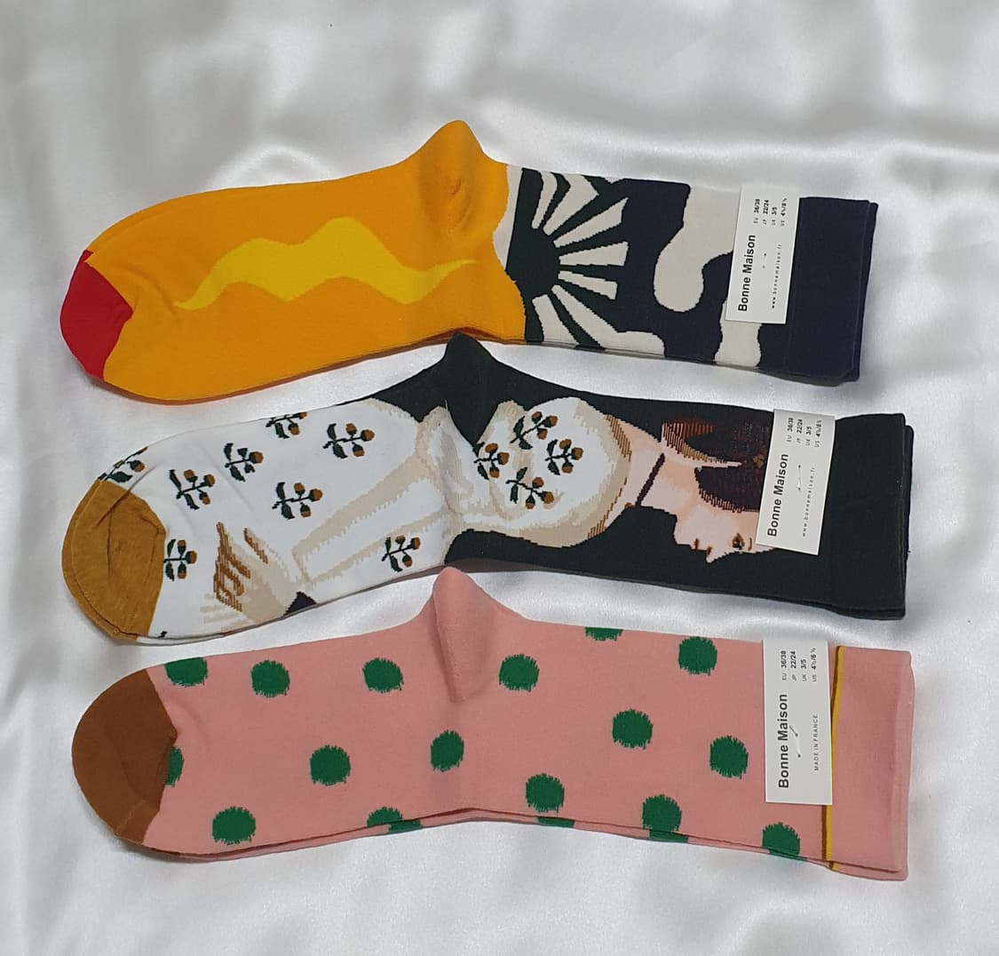 오렌지 그린 크림베이지 도트 Bonne Maison 본메종 양말  상품이미지1