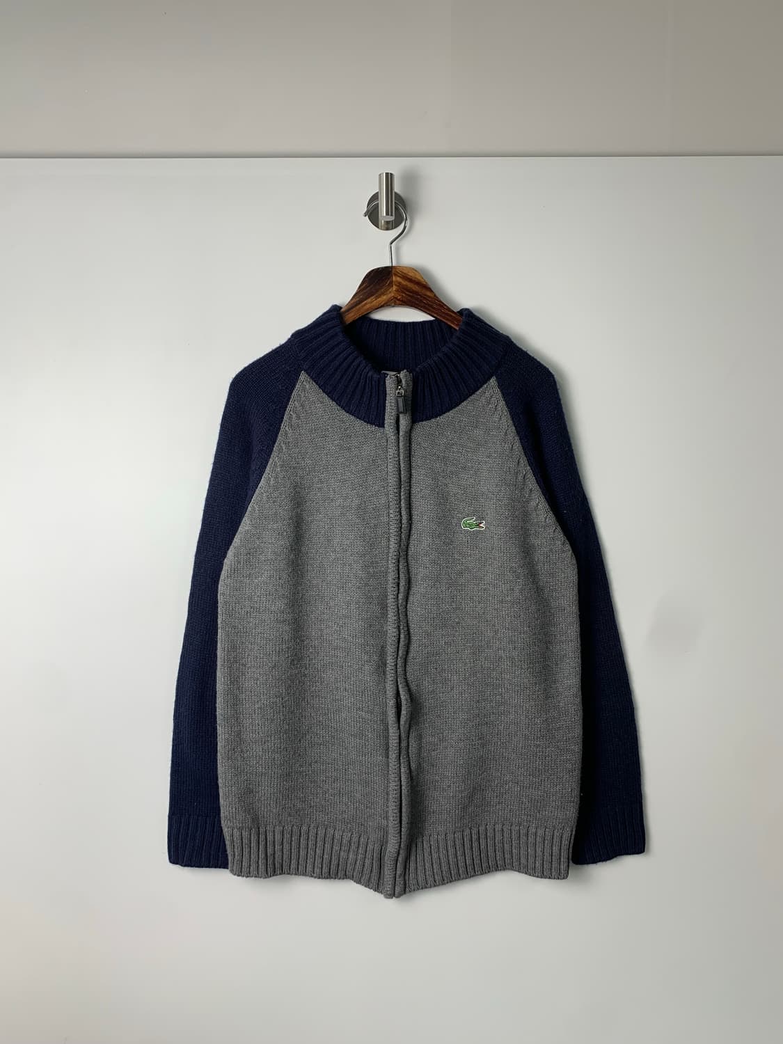 라코스테 나그랑 배색 니트집업 가디건 상품이미지2