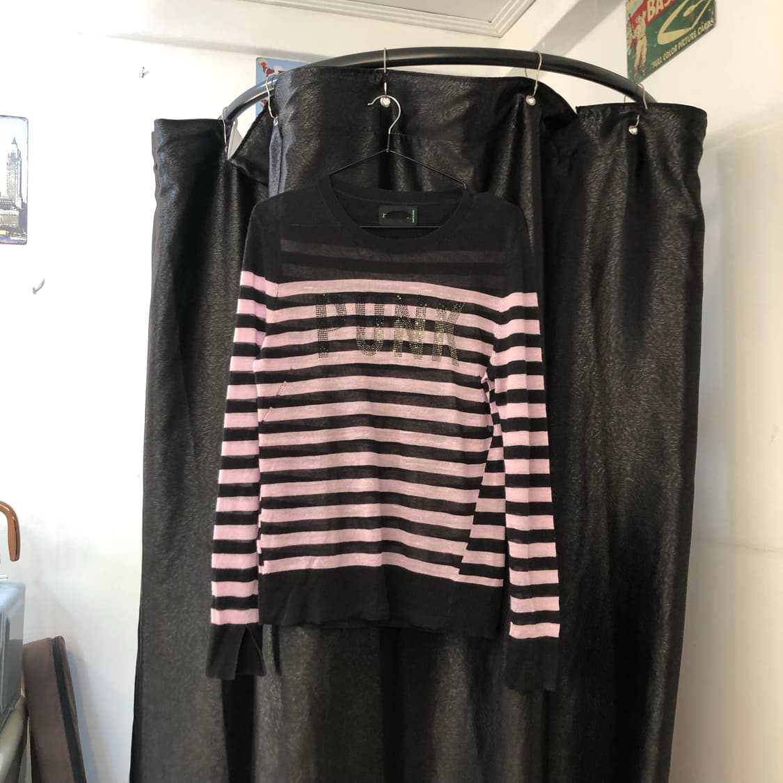 Vintage 💿 pink black stripes  상품이미지1