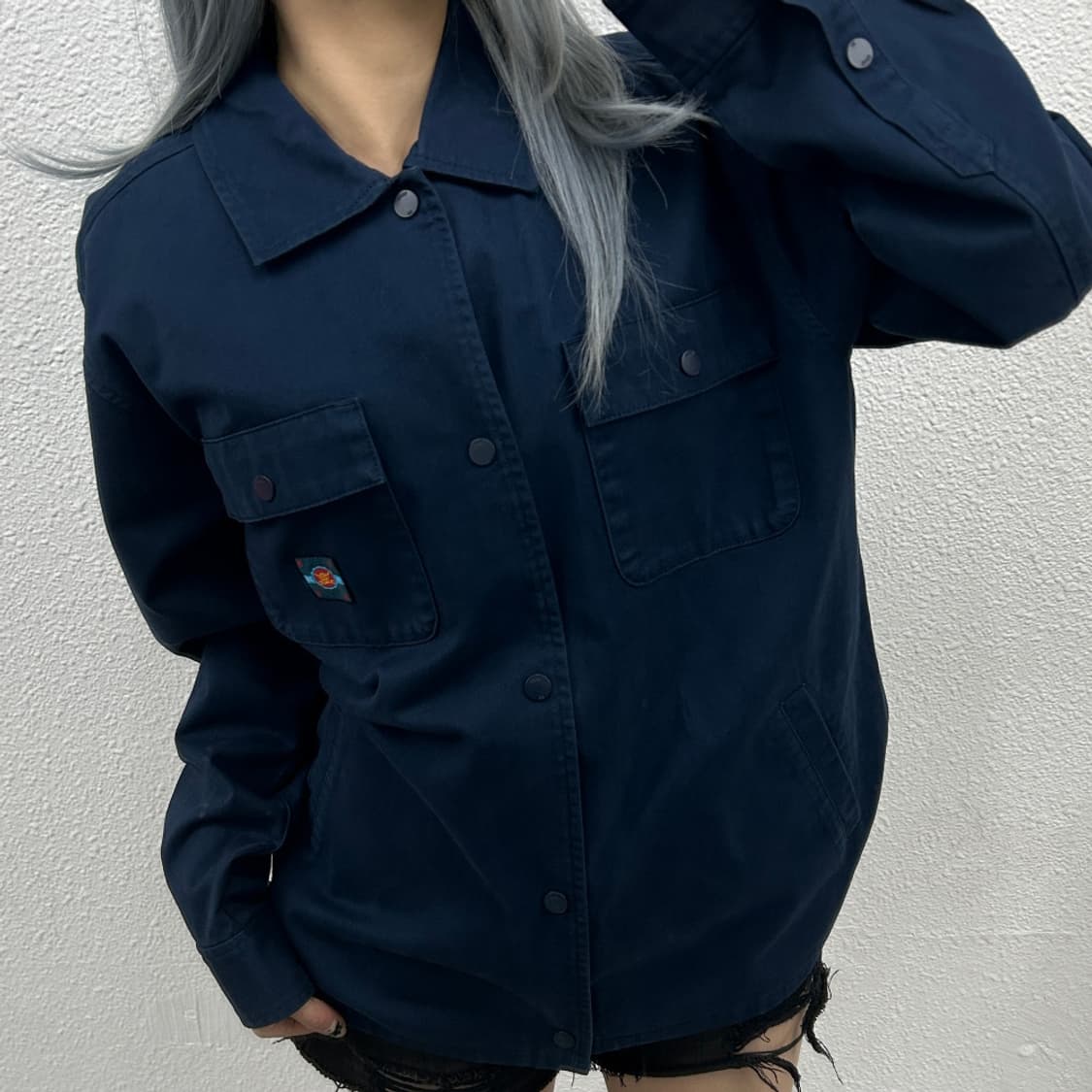 반스 네이비 백로고 셔츠자켓 M 상품이미지1