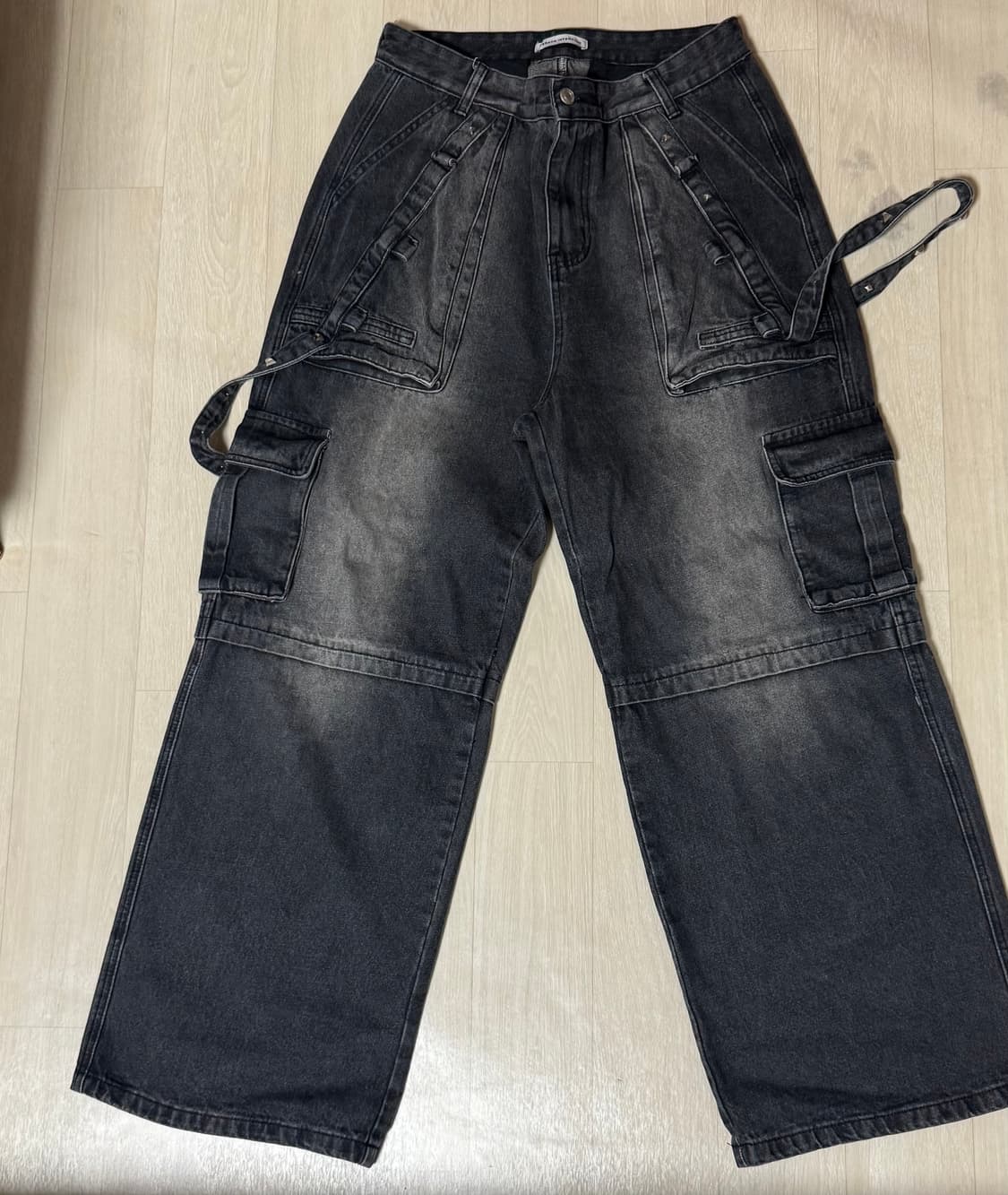 빈티지 블랙 워싱 카고데님 상품이미지1