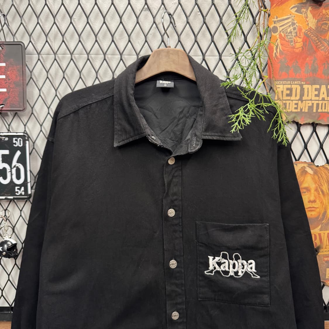 카파 X GU 롱 셔츠 자켓 전면 빅로고 빅포켓 포인트 블랙 상품이미지3