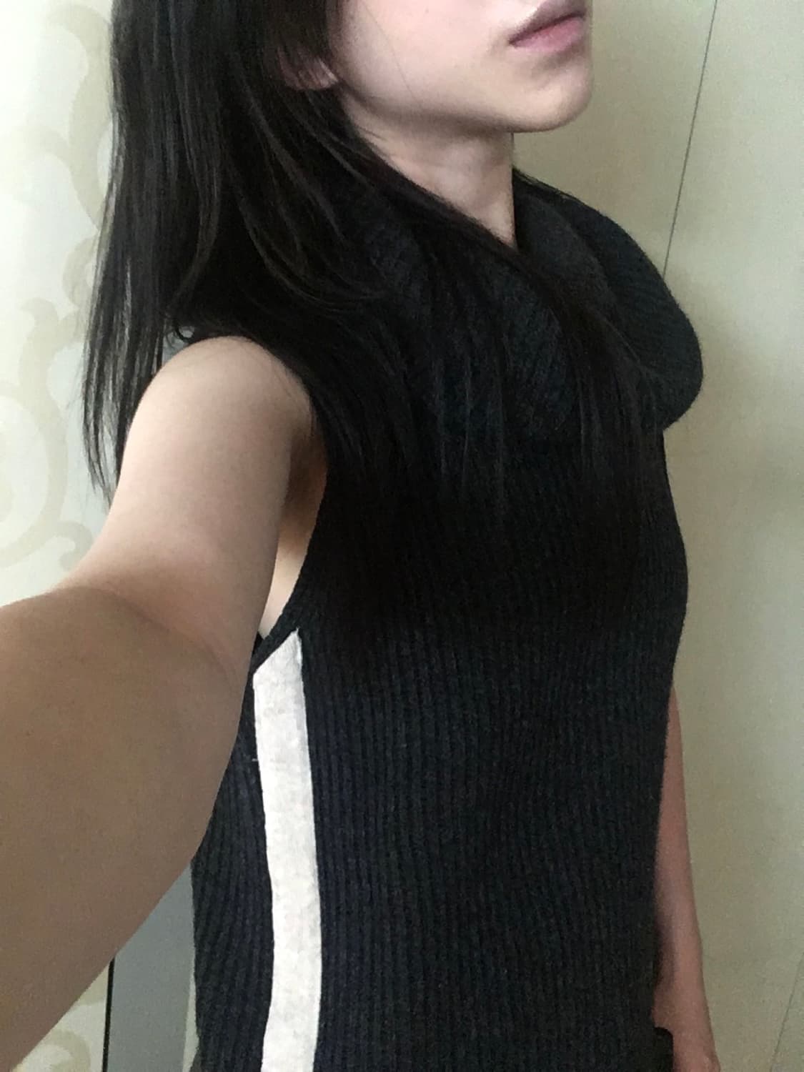 Wool trimming big turtle knit vest 상품이미지5