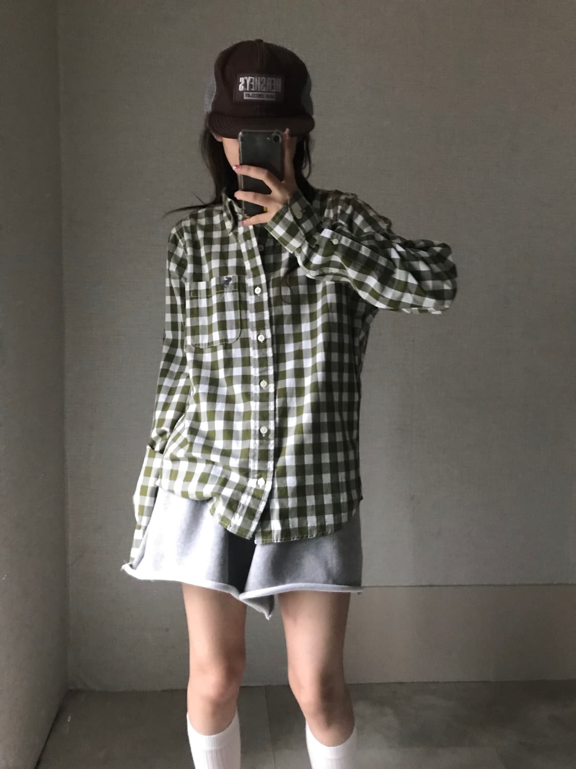 아베크롬비 카키 체크 셔츠 상품이미지4
