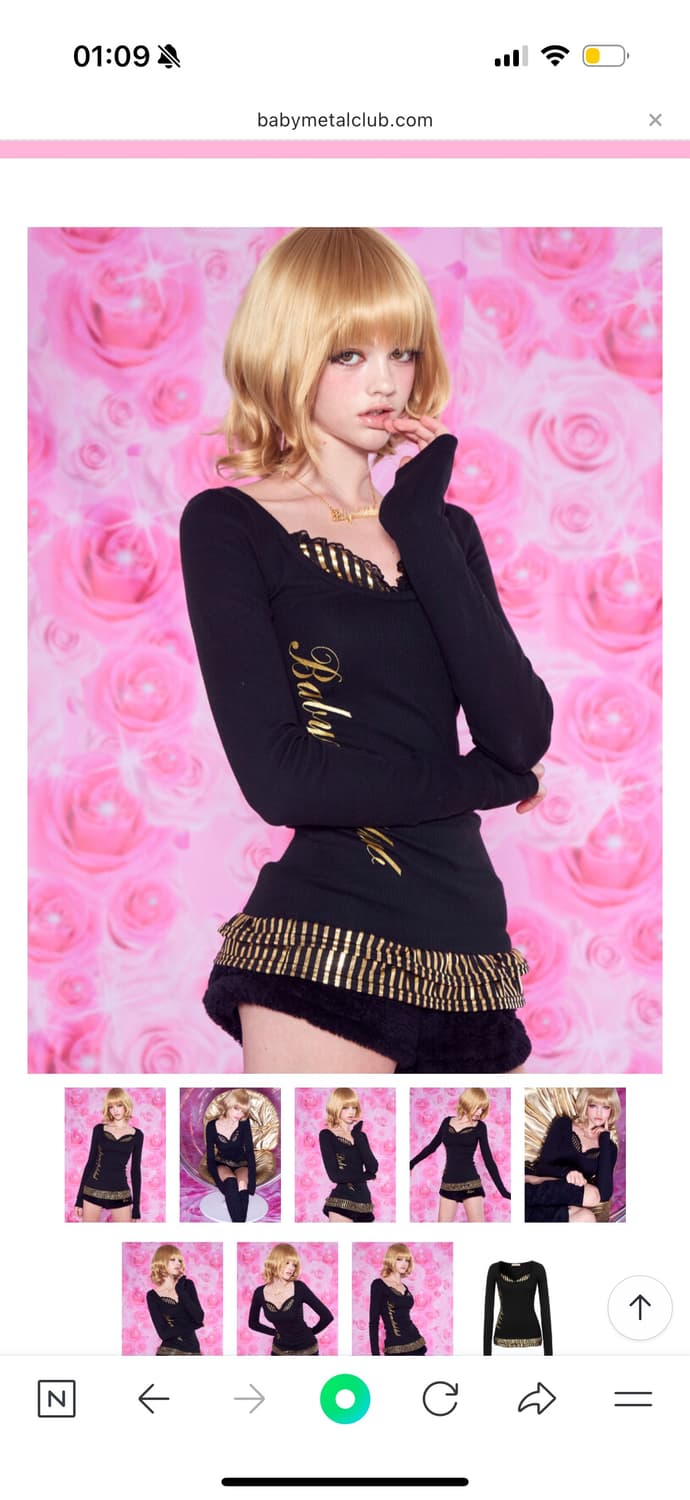 베이비메탈클럽 디스코 프릴 탑 블랙 갸루금장 엔젤넘버555포어링슈슈체리 상품이미지4
