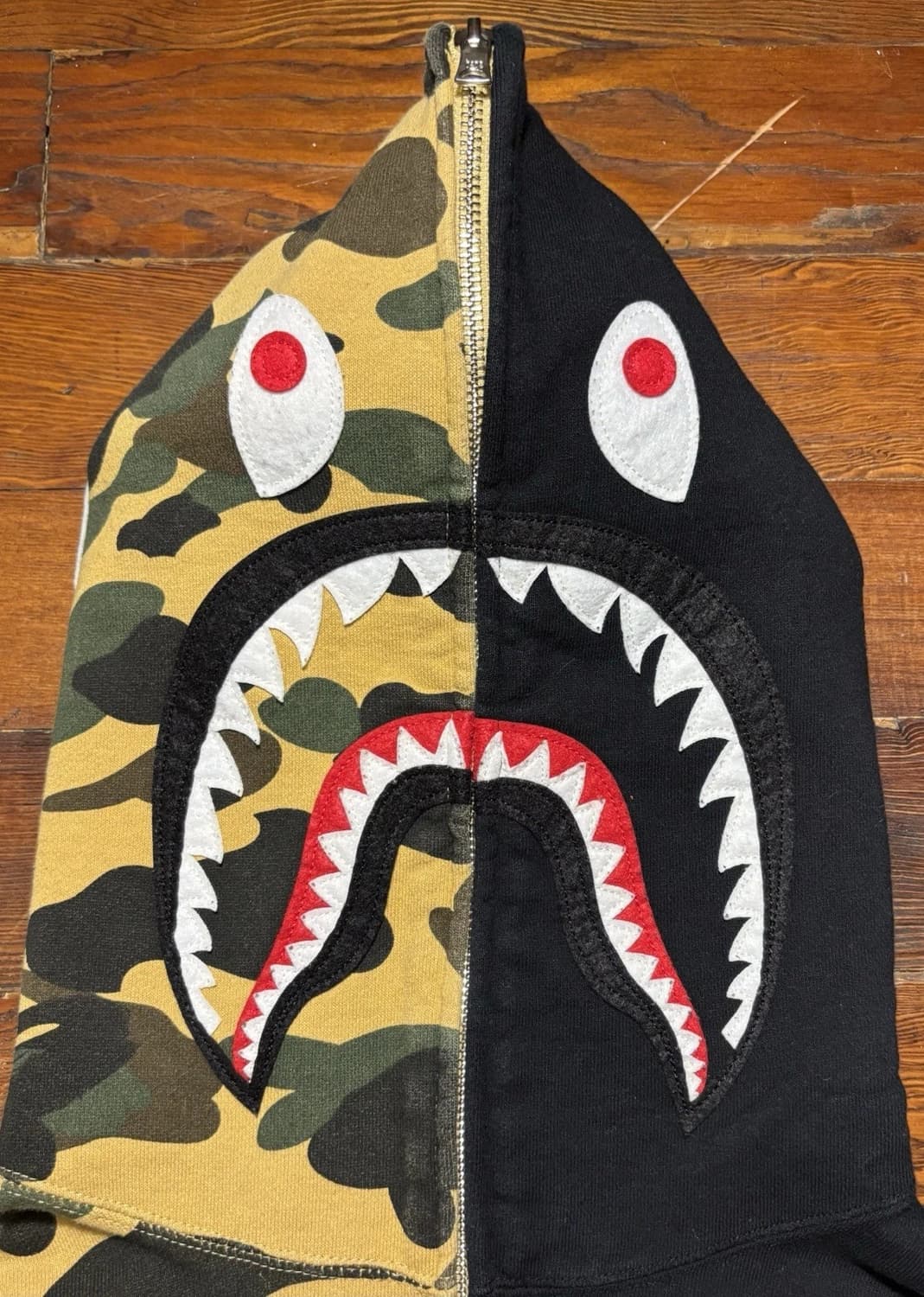 베이프 1st 카모 세퍼레이트 하프 카모 후드집업 황계 블랙 상품이미지3