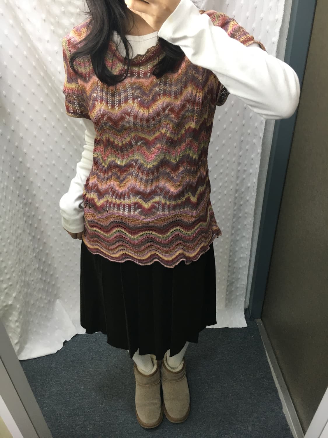 다채색 반소매 니트 탑 상품이미지3