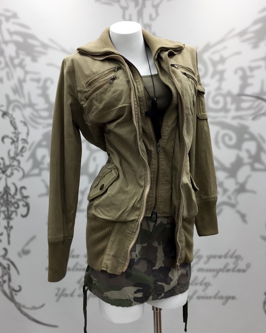 Grunge double zip jacket dress 상품이미지1