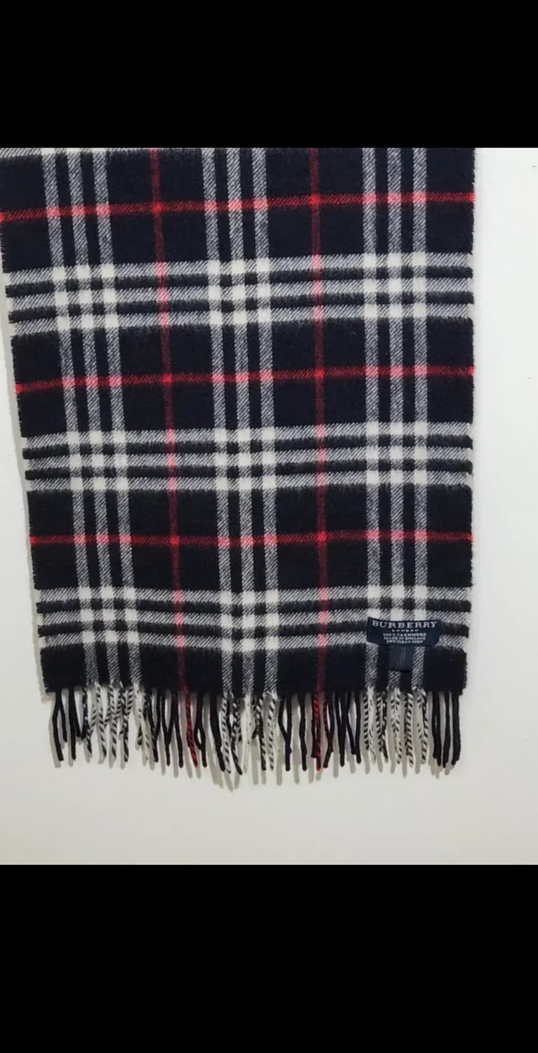 (정품) 버버리 캐시미어 목도리 체크 머플러 네이비 영국판  상품이미지4