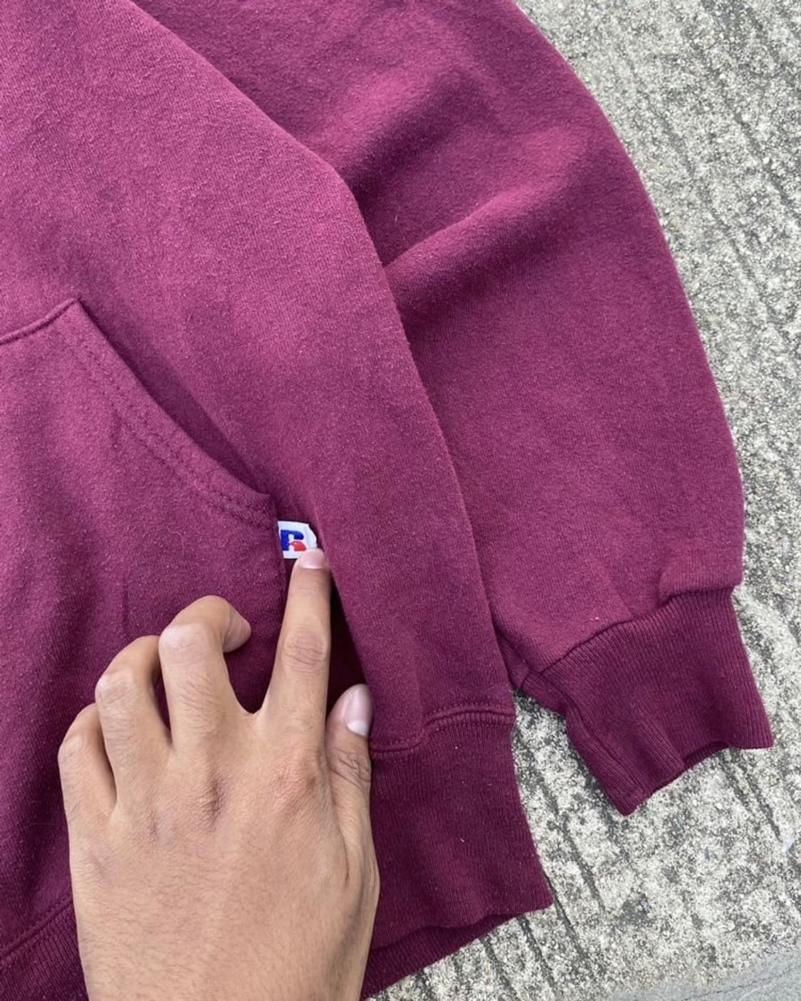 Made in USA) 90년대 러셀 애슬레틱 후드집업 버건디 상품이미지5