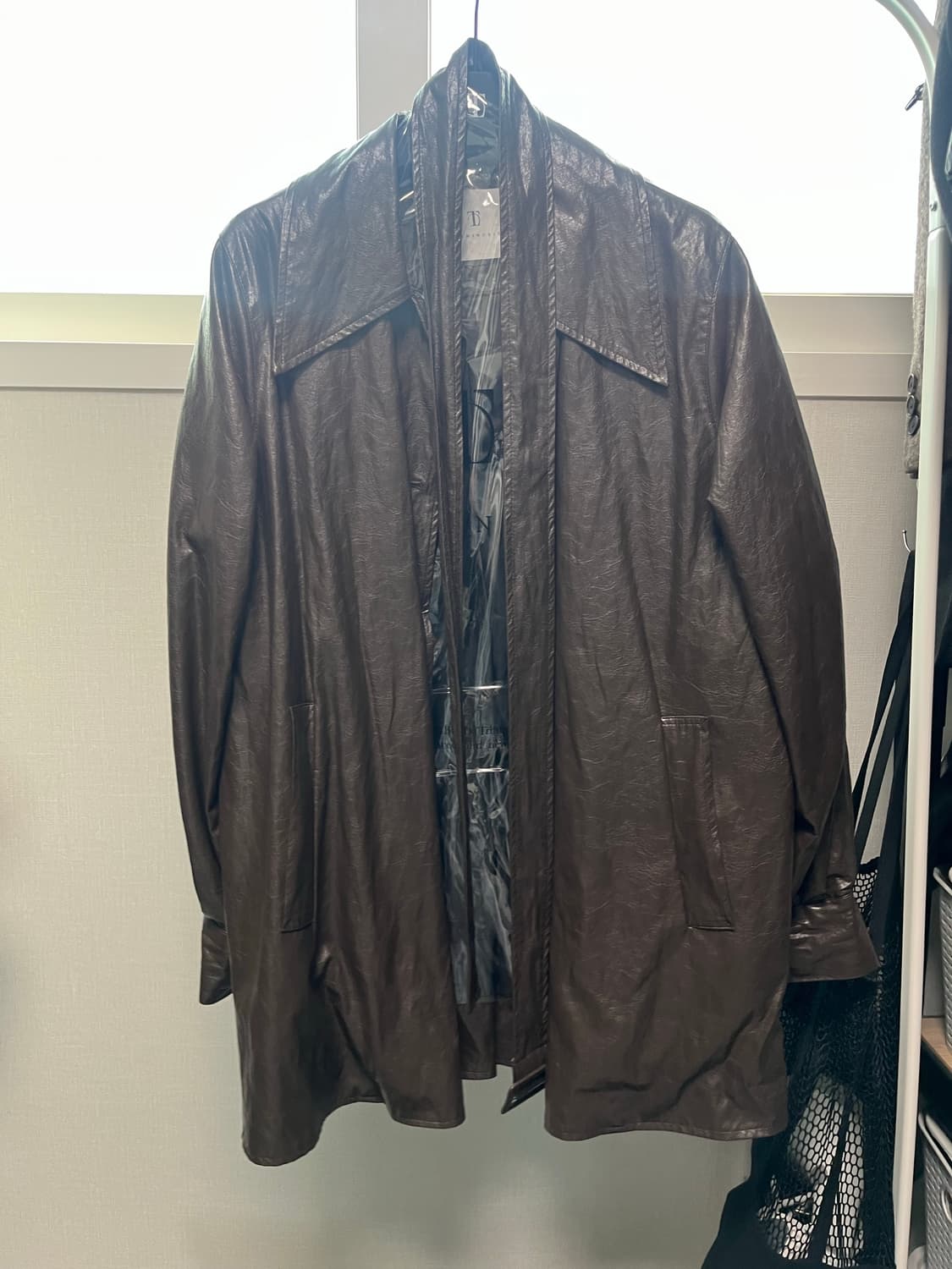 트리밍버드 21fw 하프 레더자켓(벨트O) 브라운 상품이미지4