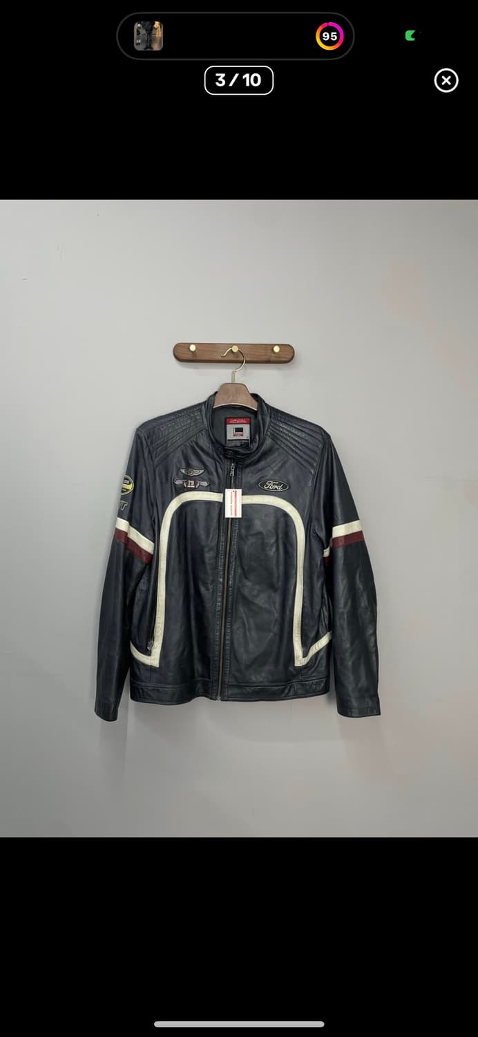 후부 빅로고 바이커 레더자켓 A2857 상품이미지3