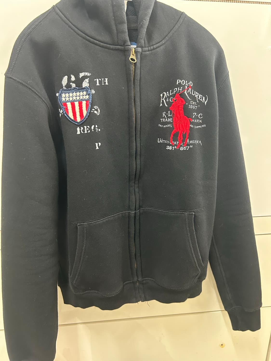 폴로 빅포니 성조기 블랙 후드집업 S 상품이미지1