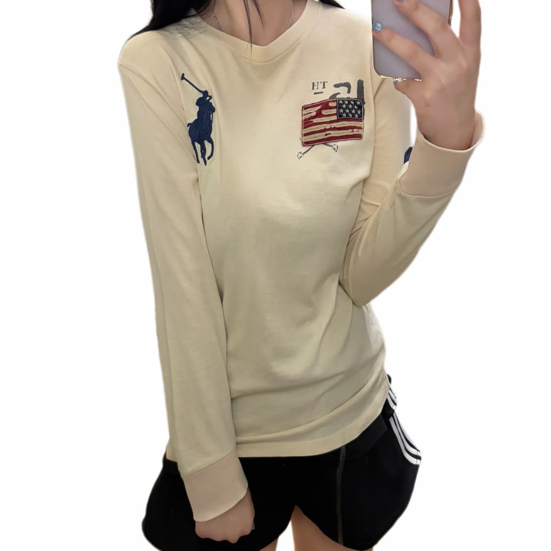 폴로 빅포니 성조기 USA 치프키프 롱슬리브 베이지 상품이미지1