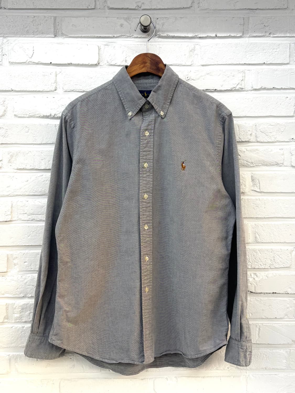 폴로 그레이 슬림핏 스트레치 옥스포드 셔츠 상품이미지3