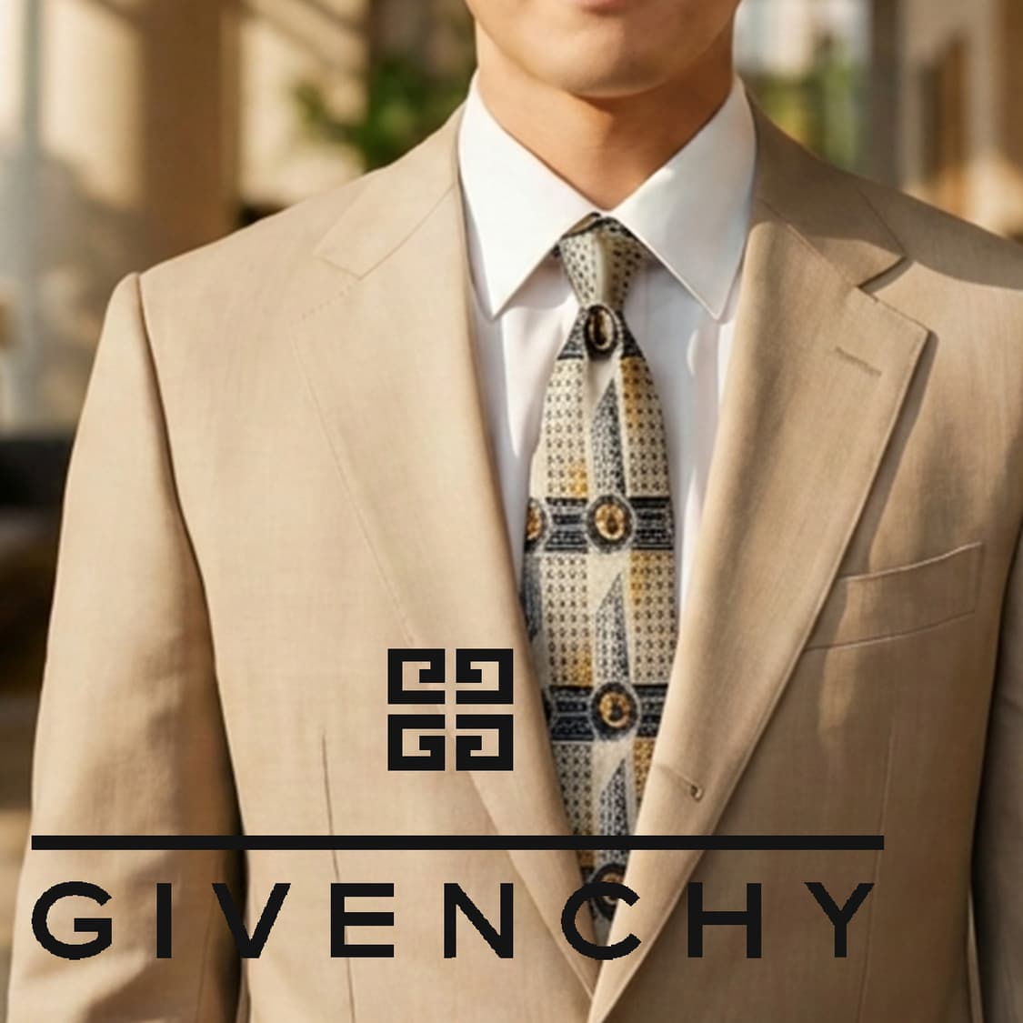 지방시 실크 아이보리 패턴 넥타이 9.8cm A+등급 E855
 상품이미지1