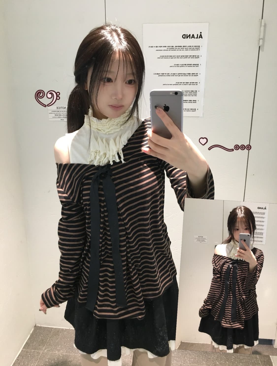 빈티지 브라운 스트라이프 코디세트 상품이미지1