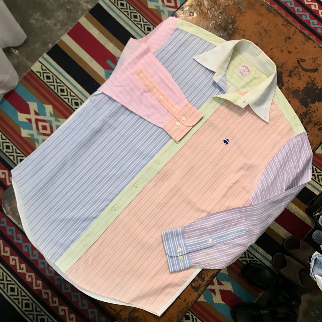 브룩스브라더스 멀티플 컬러 더블 스트라이프 옥스포드 셔츠 남성 105  상품이미지2