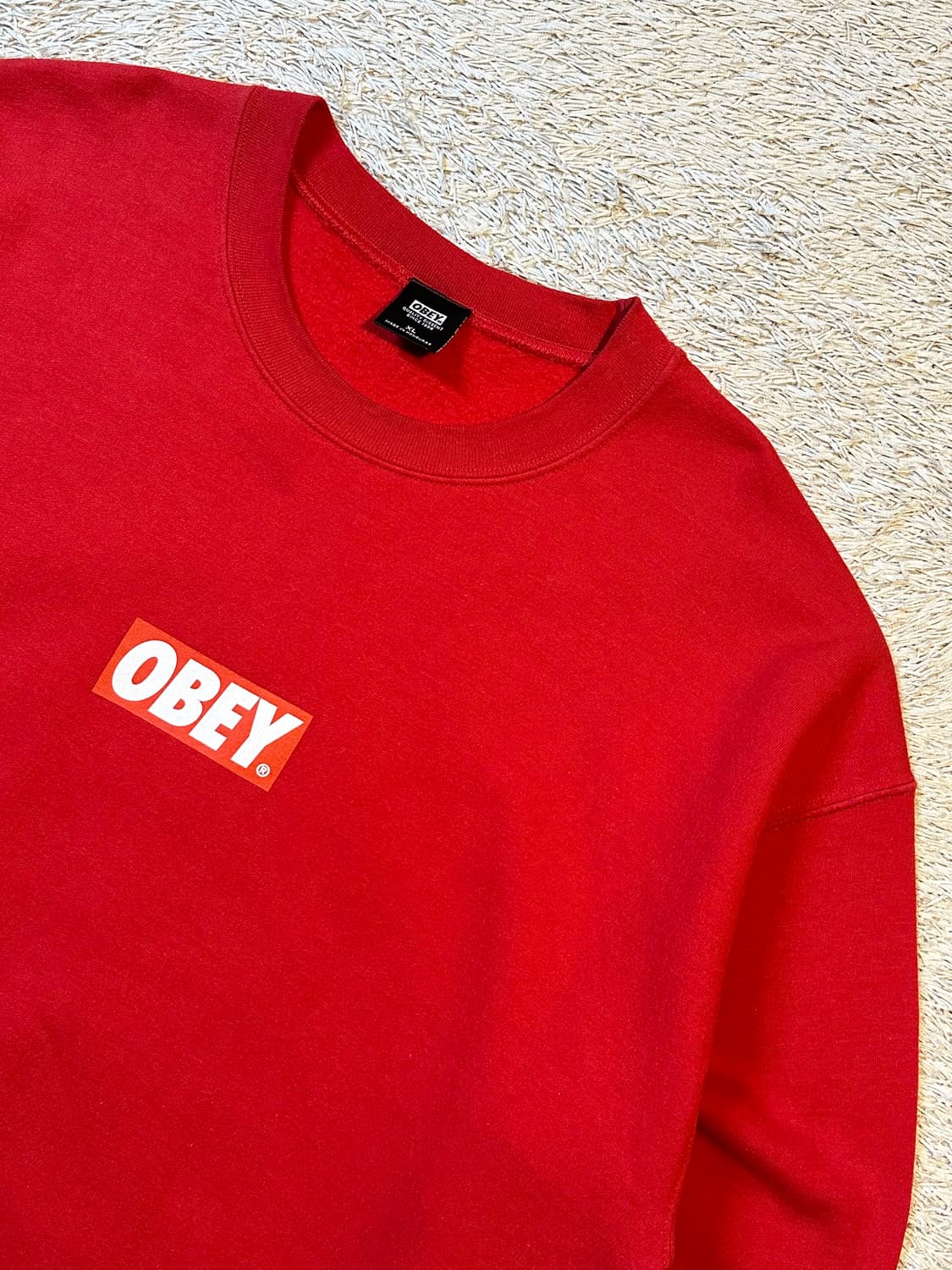 오베이 OBEY 스펠아웃 박스로고 맨투맨 레드 상품이미지2