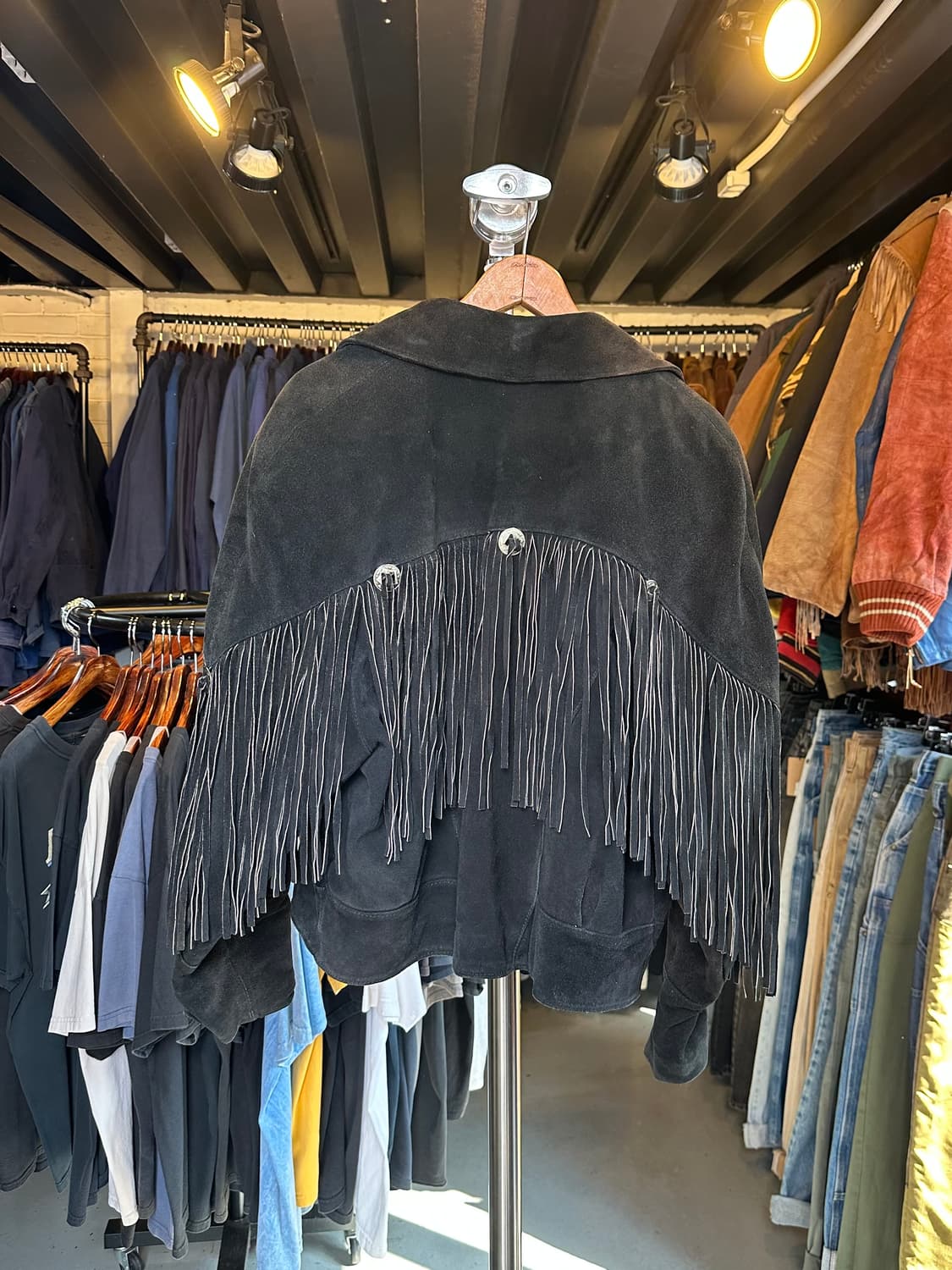 90s 헤비리얼레더 스웨이드 프린지 자켓 상품이미지7