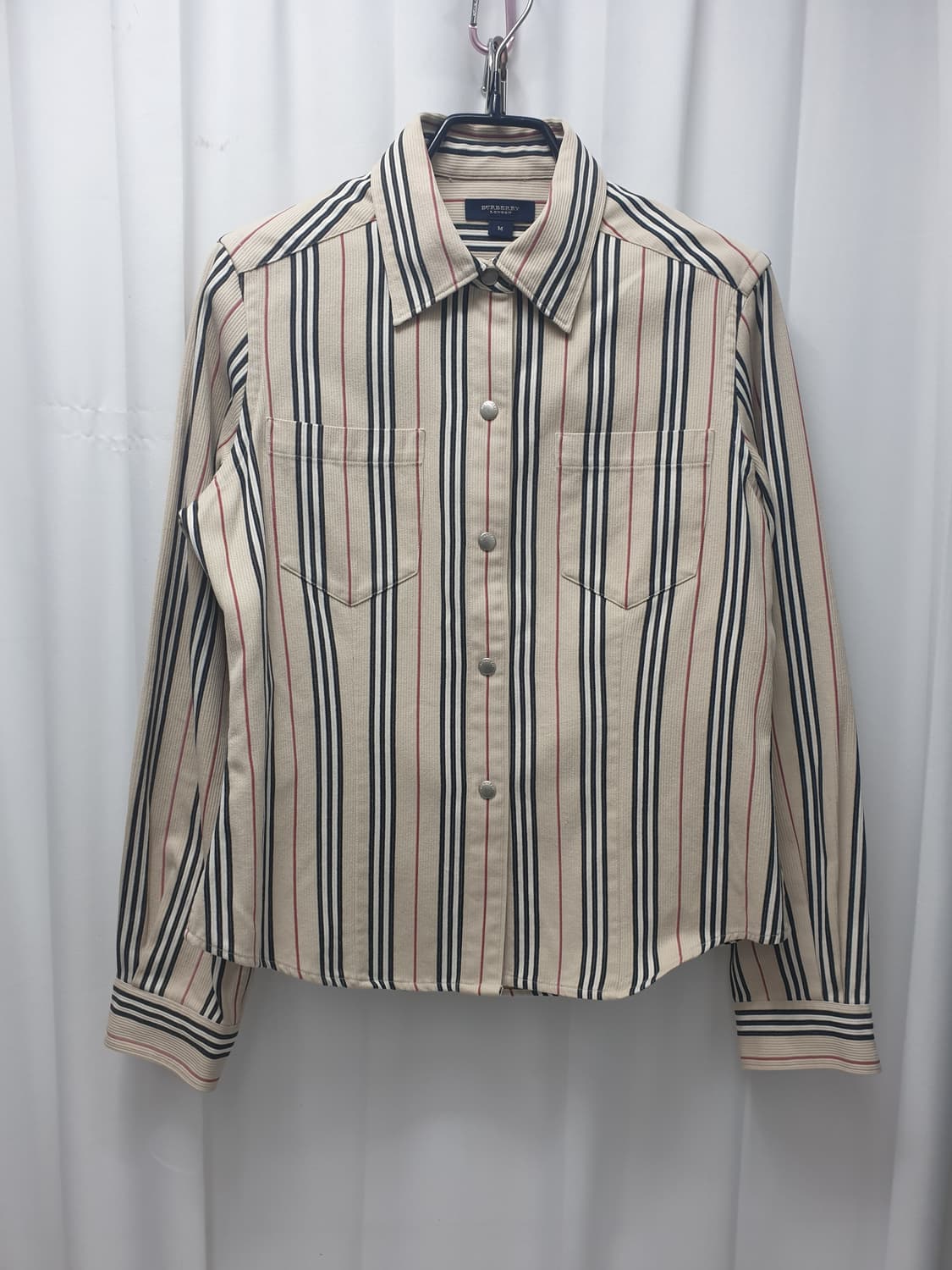 버버리 똑딱이 스트라이프 셔츠자켓 M 상품이미지1