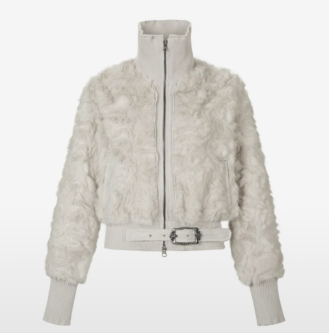 길라아카이브 퍼 FAUX FUR BELT ZIP JACKET_GREY 상품이미지1