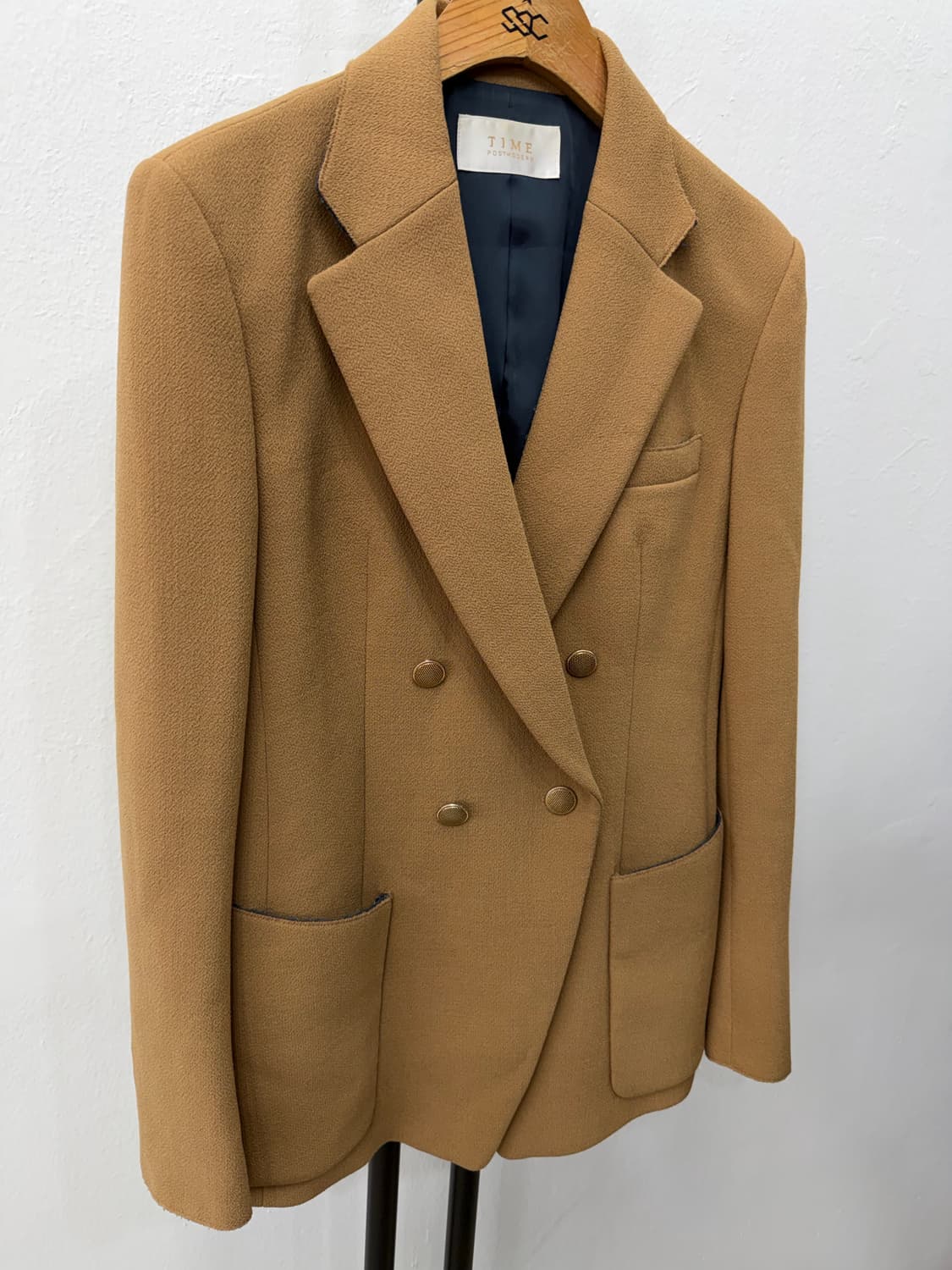 정품) TIME 타임 한섬 여성 더블 브레스트 캐멜 자켓 55-66 상품이미지2