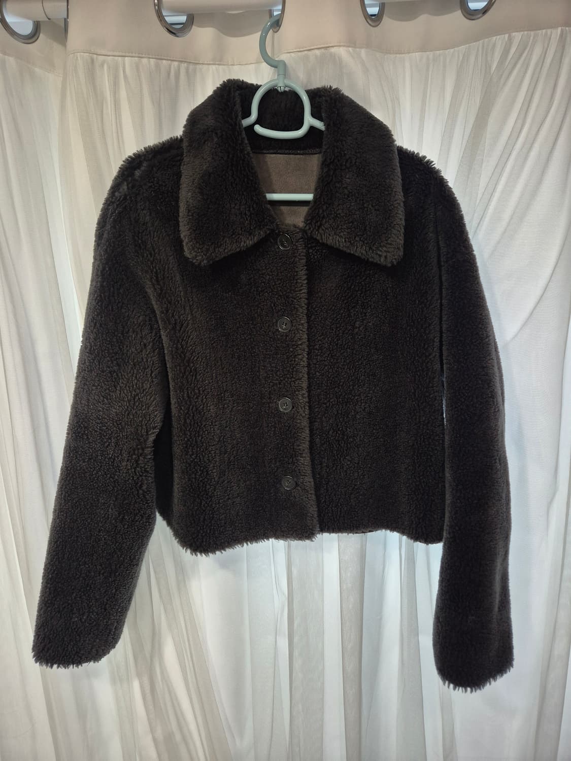 LE 리버시블 크롭 무스탕 자켓 차콜 상품이미지6