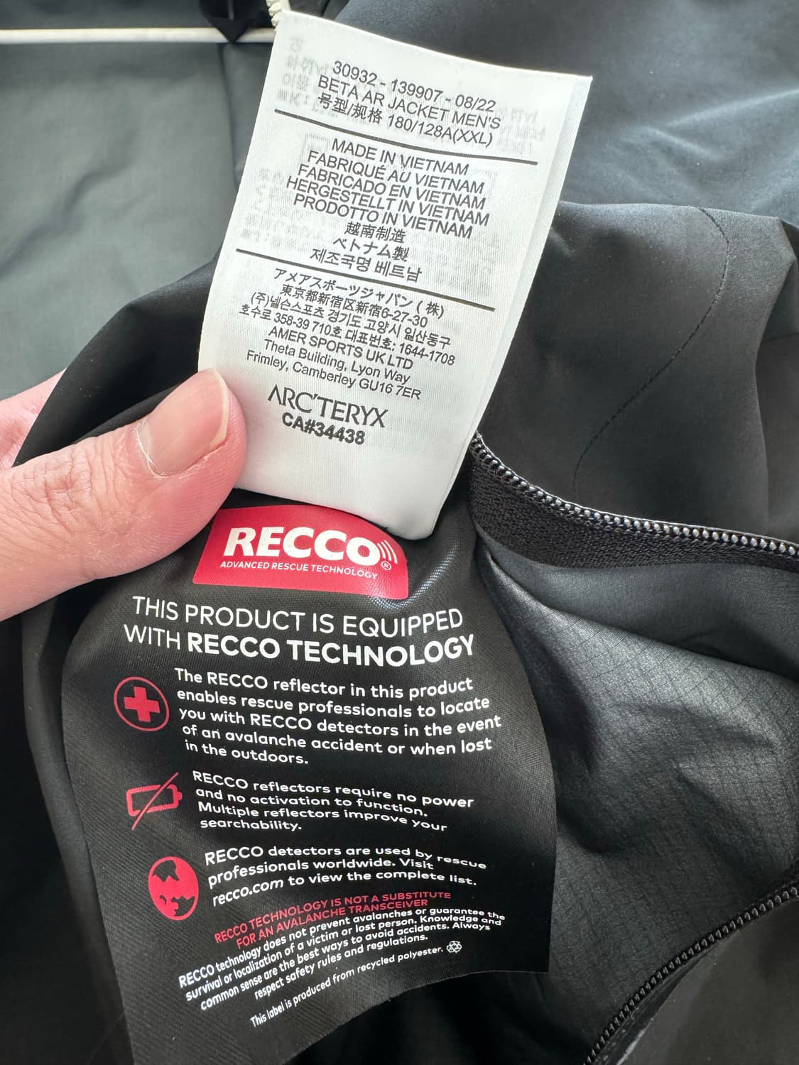 2XL 아크테릭스 베타 AR 고어텍스 자켓 블랙/화이트(검/흰) 상품이미지3