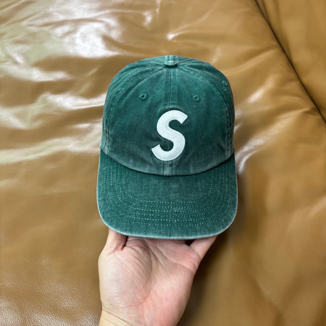 Supreme 슈프림 피그먼트 워시드 다크그린 S로고 6패널 볼캡 모자 상품이미지2