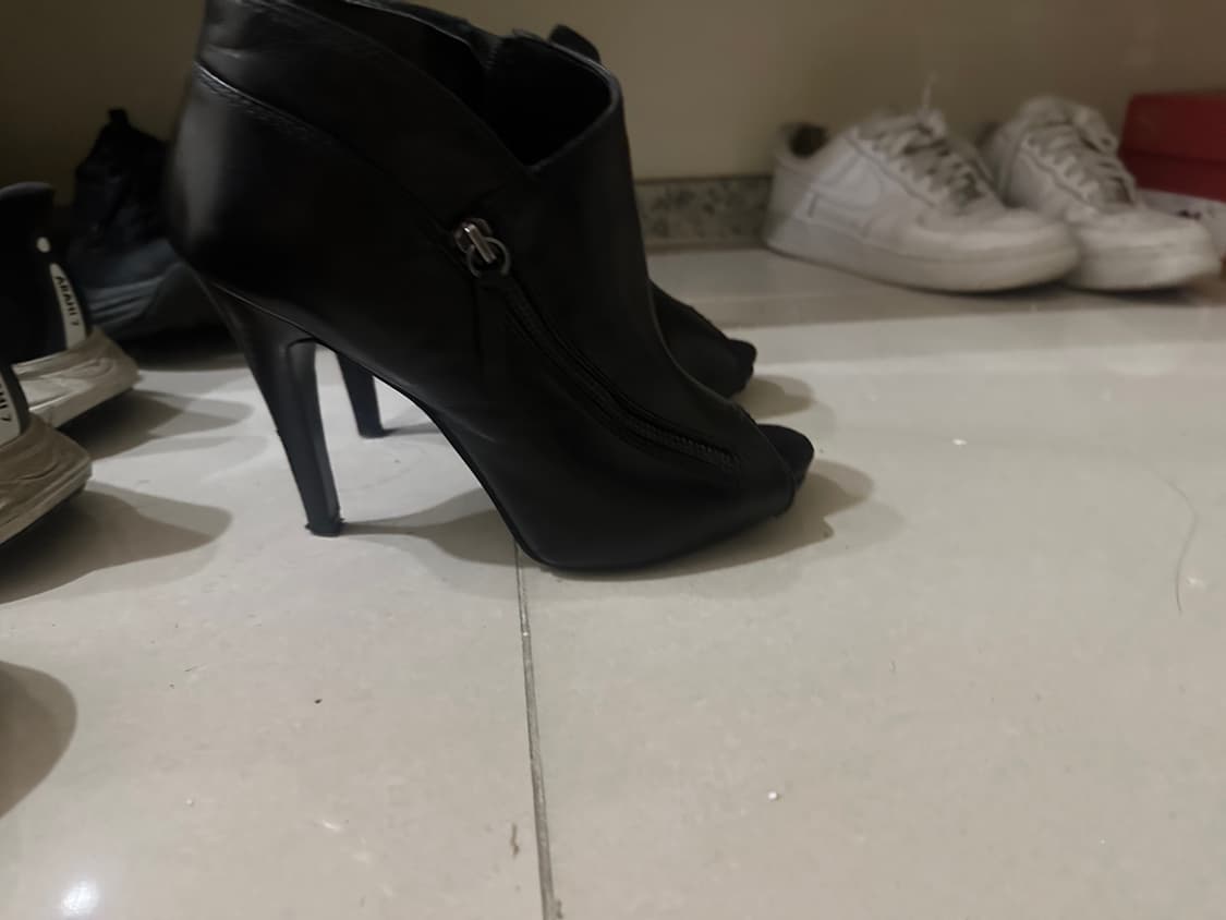 나인웨스트 오픈토 가죽 부츠힐 블랙 상품이미지6